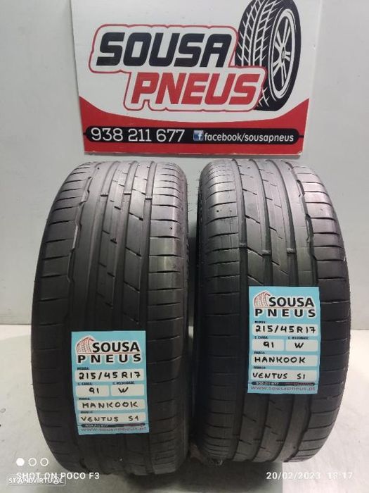 2 pneus semi novos 215-45r17 hankook - oferta dos portes 90 euros