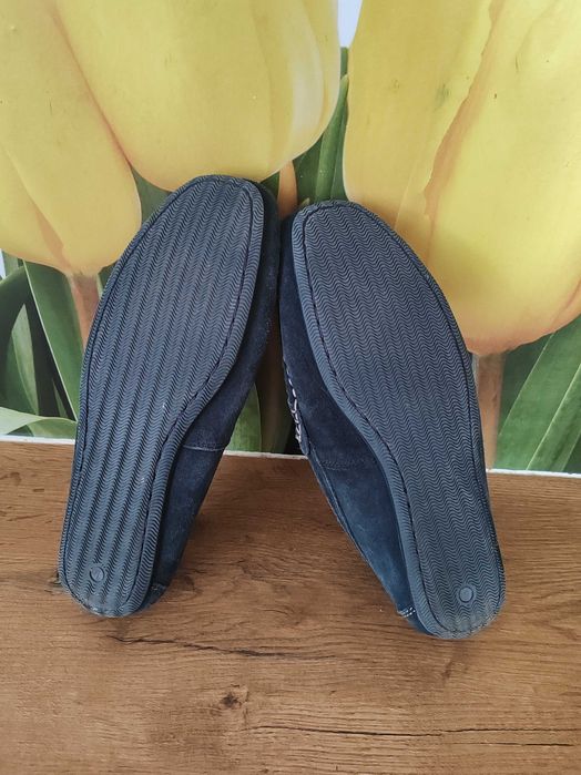 Skórzane granatowe buty loafersy unisex rozmiar 41