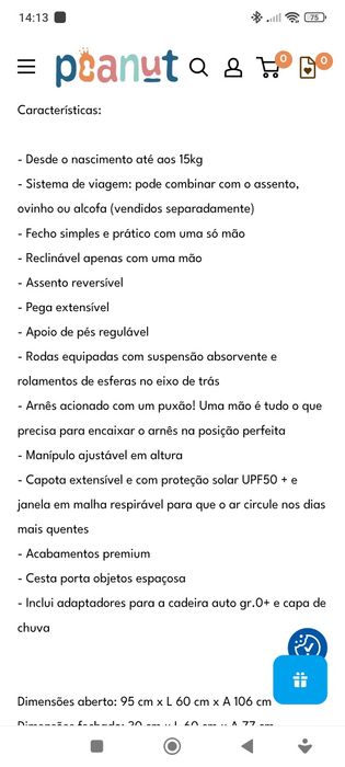 Carinho de passeio bebê