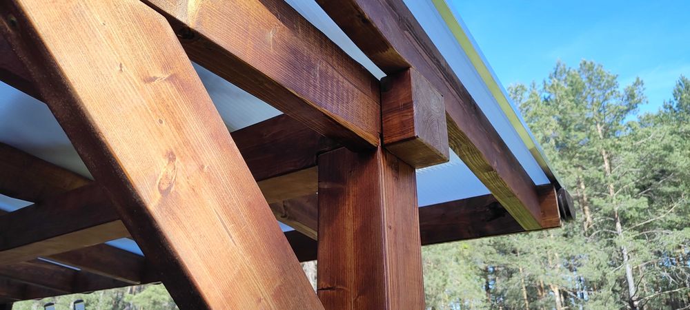 Zadaszenie tarasu model "Karakule" 3,95m x 4,20m, poliwęglan pergola