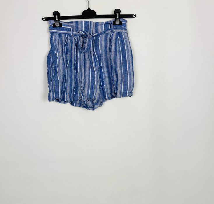 Lniane szorty w niebieskie pasy XS 34 H&M