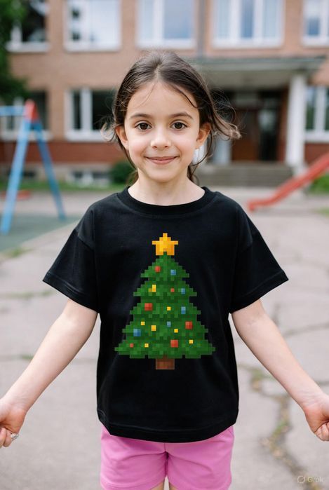 Koszulka dziecięca czarna blokowa minecraft prezent święta 152