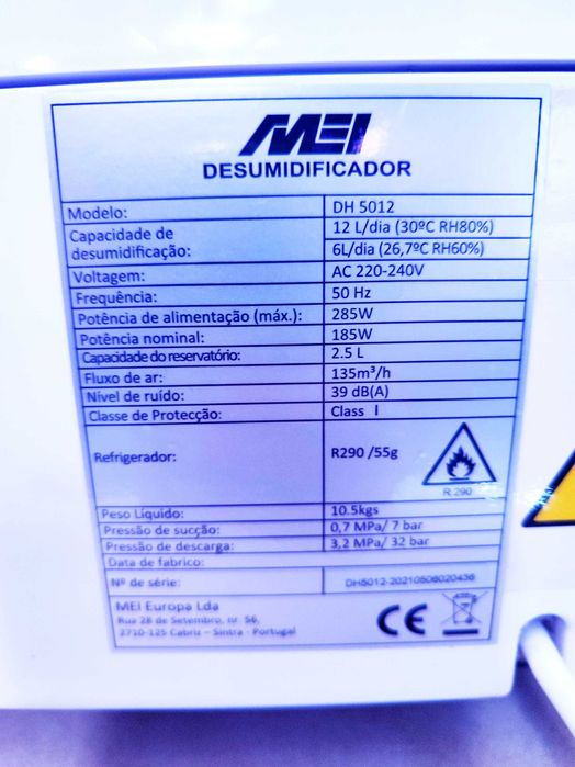 Desumidificador MEI 12L DH 5012 – Ar Seco e Livre de Mofo (Bom Estado)