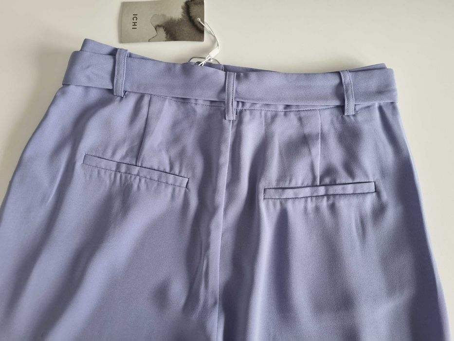 Eleganckie spodnie w kolorze lila wysoki stan ICHI S, pasuje też na M