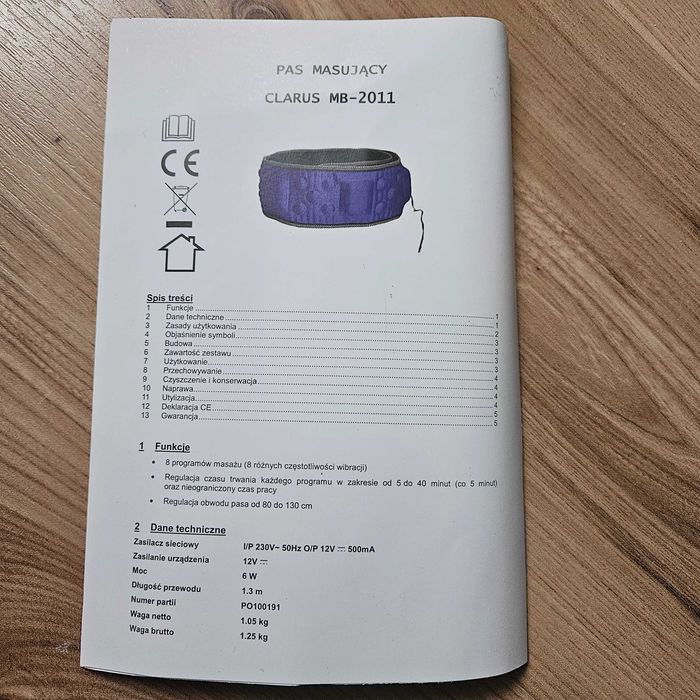 Pas masujący wibracyjny