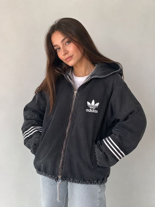 Джинсова Демі куртка Adidas фліс