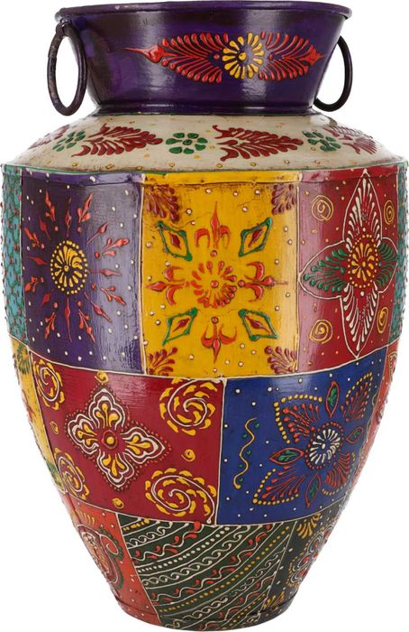 Indyjski metalowy wazon ręcznie malowany patchwork 42 cm
