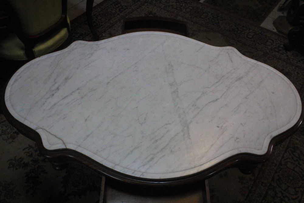 Stół eklektyczny 2 szufladki - blat marmur - Gryfino