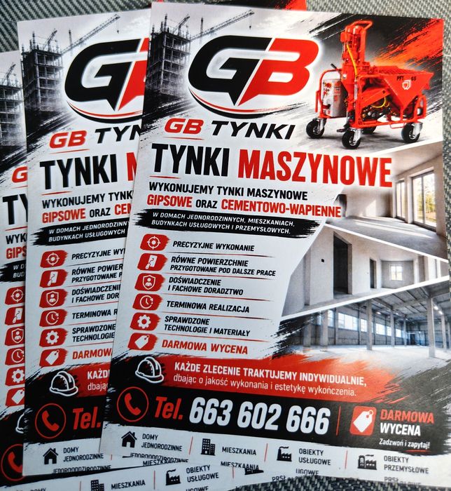 Tynki maszynowe  Gipsowe oraz cementowo-wapienne