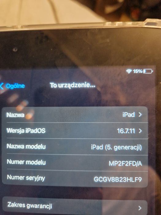 Ipad 5 gen wersja 16.7.11 opis