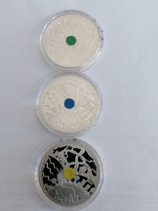 Conjunto 3 moedas prata prof. O clima.