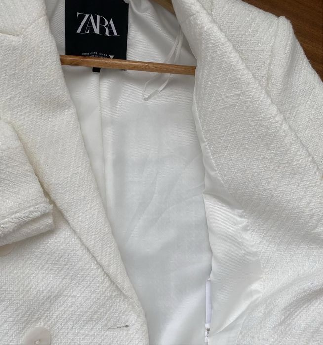 Вкорочений жакет жіночий піджак  Zara XS білий