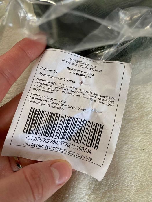 Rękawice pilota 619P/MON zielone wojskowe rozmiar 20