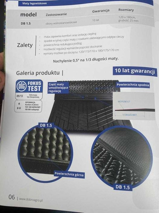 Maty Legowiskowe dla Bydła Krów Materace Wygrodzenia Bramki