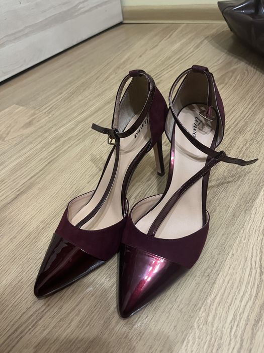 Туфлі лодочки бордові на шпильці 41