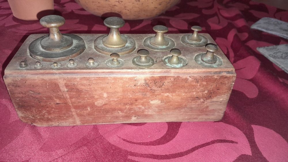 Cauxa completa de Pesos antigos em cobre