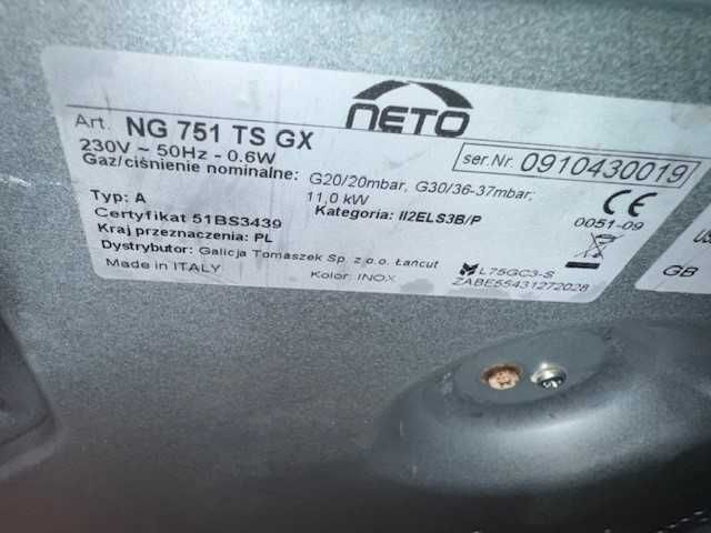 Duża płyta gazowa Neto NG 751 TS GX  -5 palników (1 zawór do wymiany)