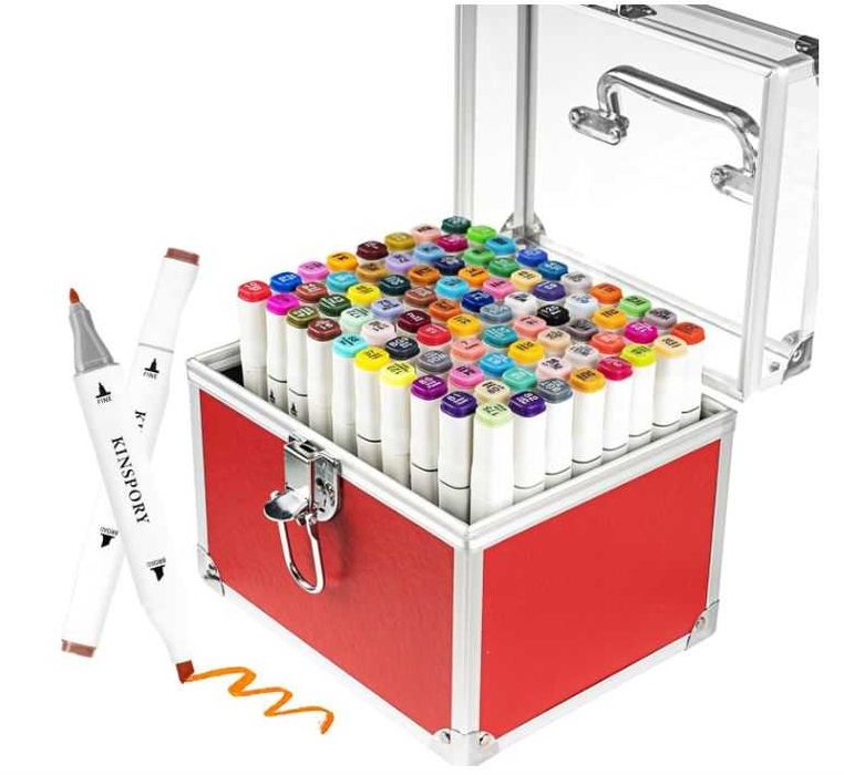 Zestaw 80 markerów podwójnych w walizce KINSPORY