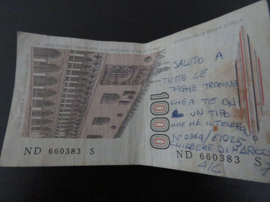Nota de 1000 lire italiana Antiga