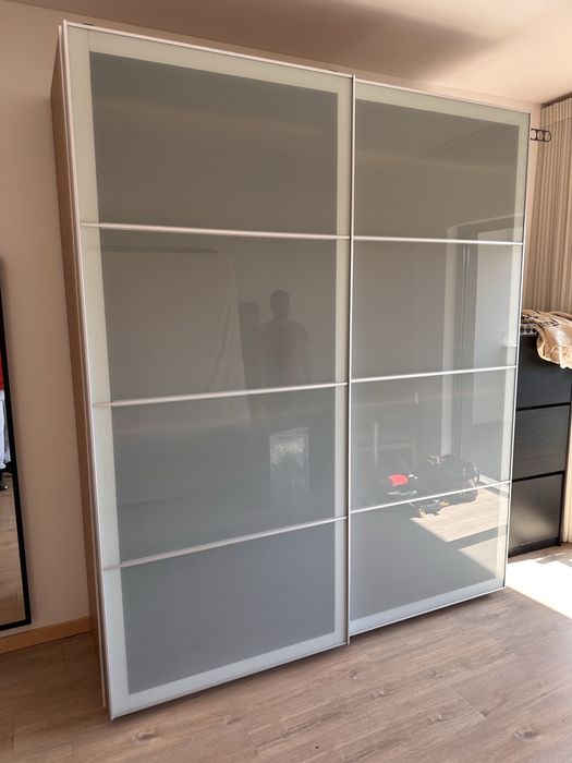 IKEA PAX – 2 Portas de Correr em Vidro Fosco 200x236 cm + Calhas