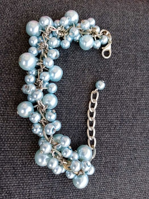 8) Bransoletka perełki niebieska NOWA