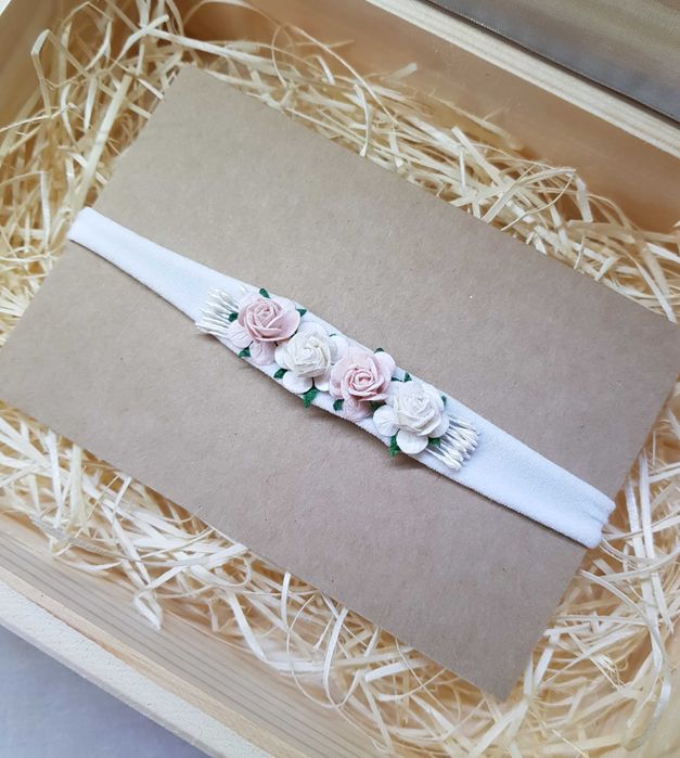 Nowa biała opaska chrzest urodziny rozmiar uniwersalny + GRATIS