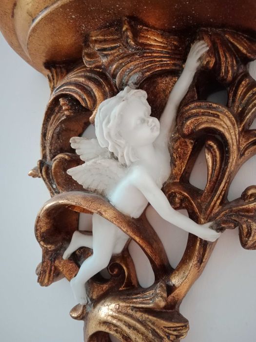 Konsola ścienna złoto i alabaster