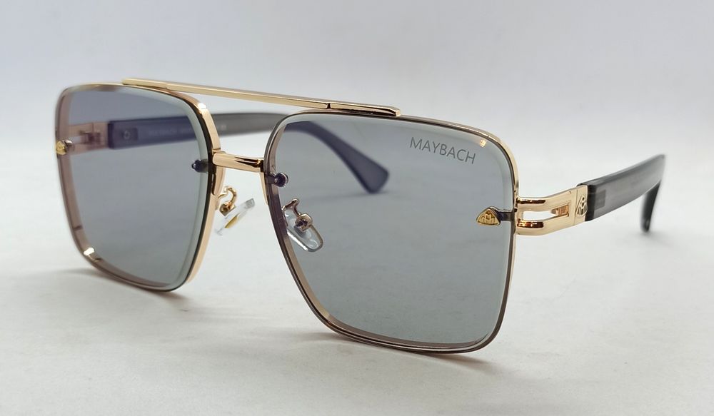Maybach очки брендовые мужские серые в золотом металле с зерк напылен