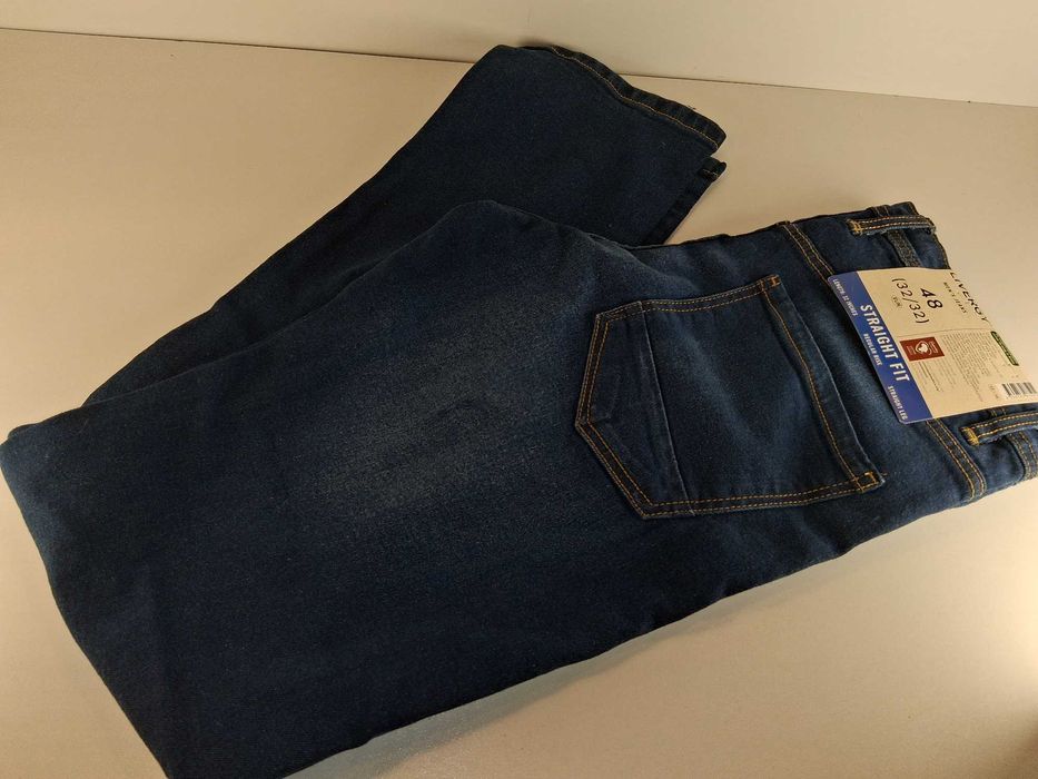 A101 Livergy Męskie Jeansy Straight Fit Długość 32 M Ciemnoniebieskie