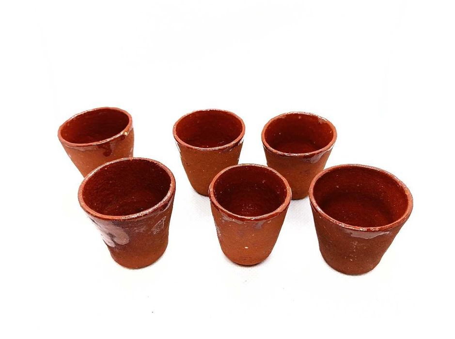 Conjunto 6 copos de barro olaria bagaço ginja