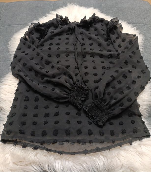 Elegancka bluzka z długim rękawem czarna Shein S