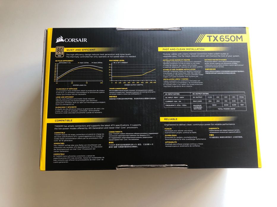 Fonte alimentação Modular Corsair TX650M - Gold Plus - 5 anos garantia