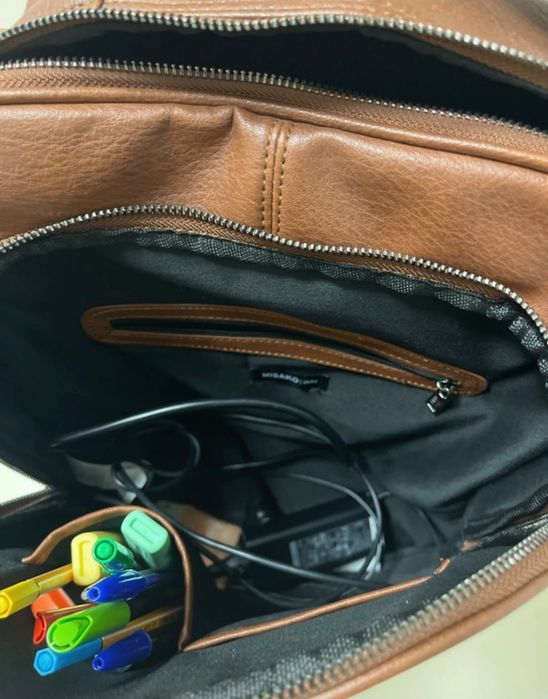 Mochila de couro castanho Misako