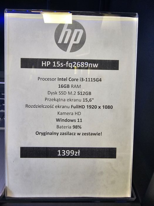 Laptop HP 15s-fq2689nw
