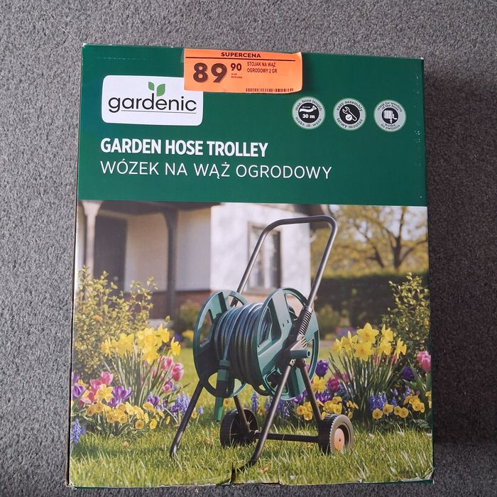 Wózek na wąż ogrodowy z korbą do zwijania  ( do 30 m )