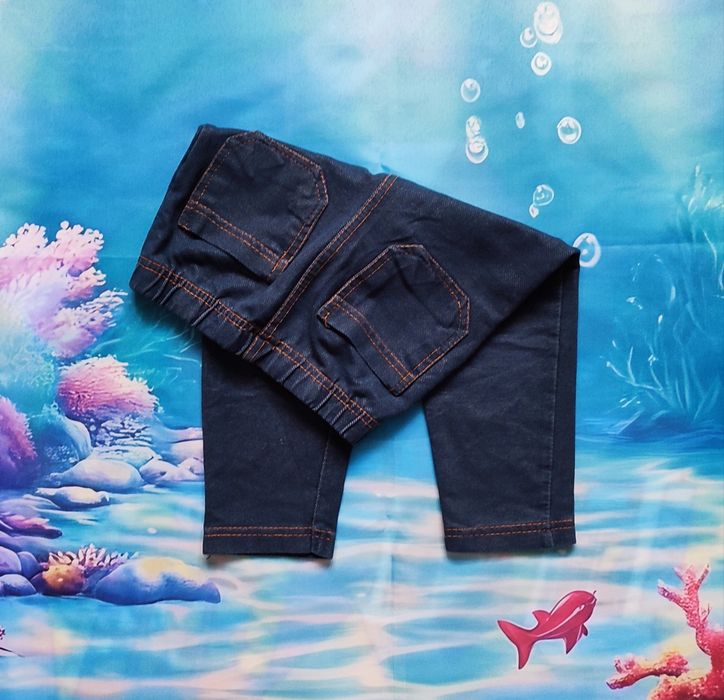 Legginsy jak jeansy spodnie dla dziewczynki r. 74/80