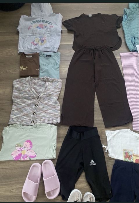 Zestaw 134 140 bluzy koszulki spodnie bluzki
