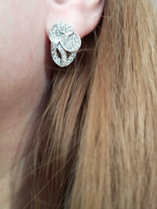 Шикарні сяючі сережки зі срібла та безлічі білих фіанітів,Україна