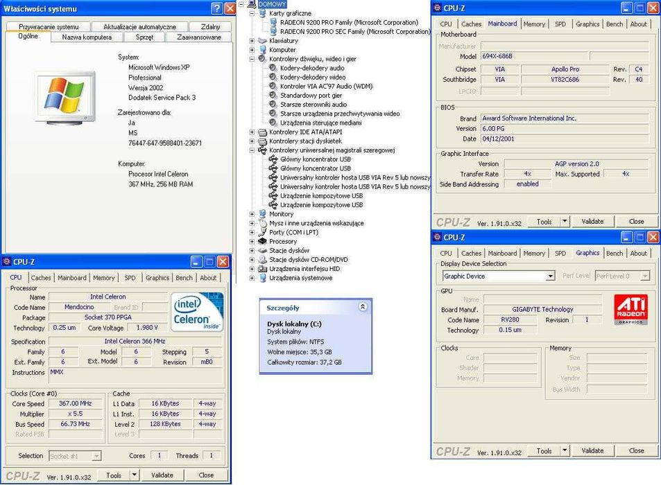 Retro komputerek pod OC Celeron ECS P6VXA 256ram ATI Radeon R9250 128mb!