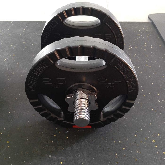 Conjunto de barra e pesos musculação447369020840366082