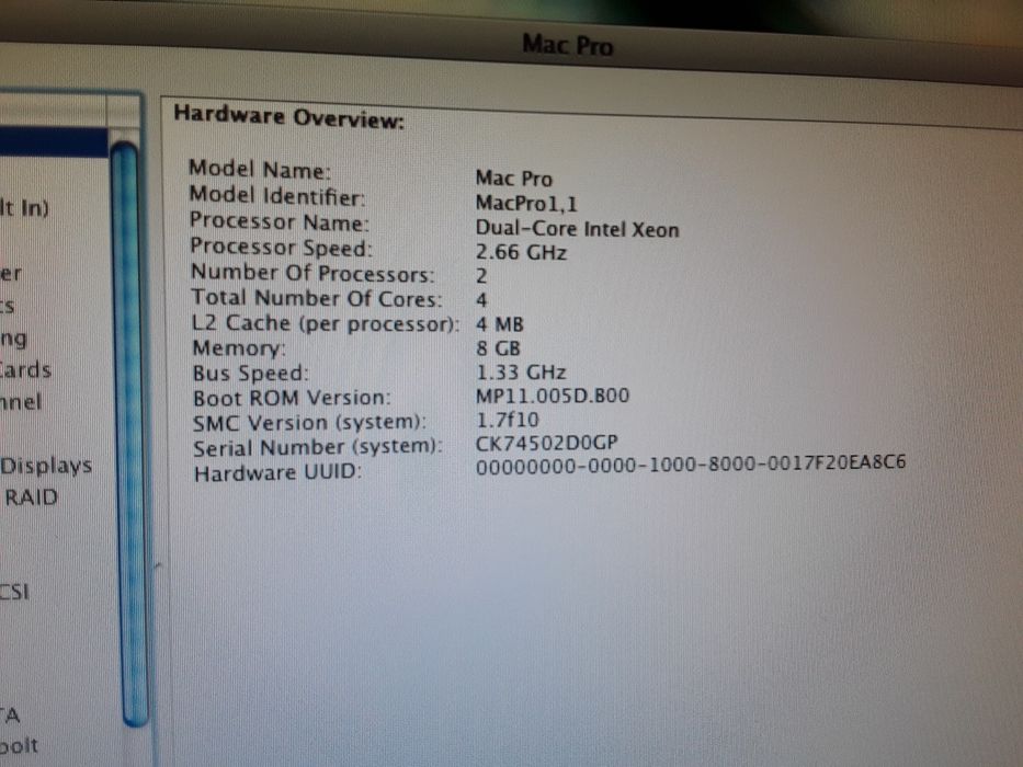 Mac pro 1,1   processor - 2,66 Ghz (лицензионные программы)