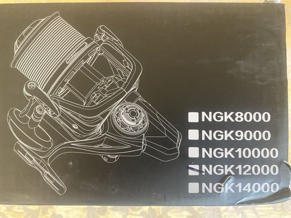 Карпова котушка NGK 12000 (4.8:1), big pit, далекий закид, котушка для спінінга