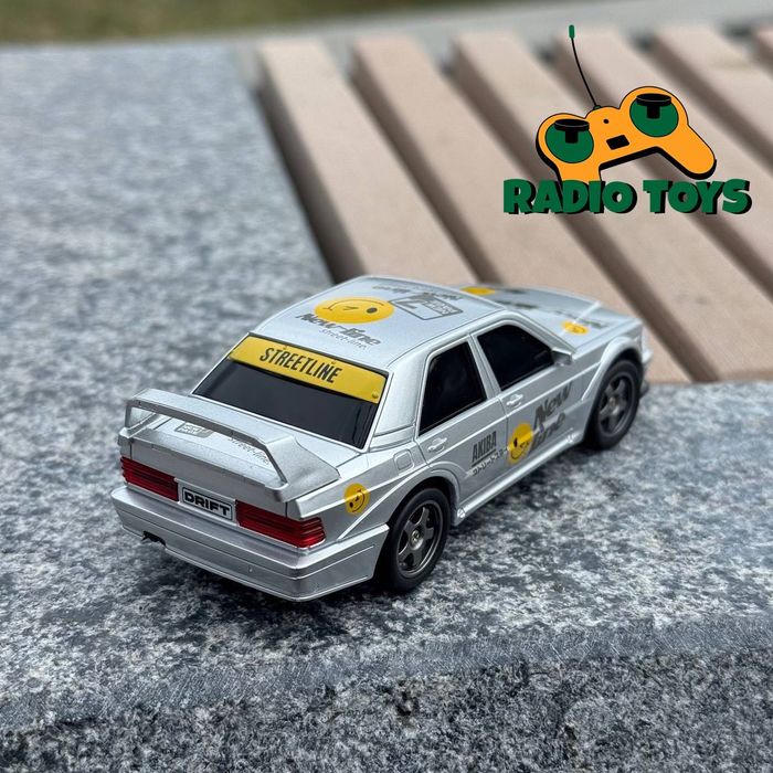 Дрифт машинка Mercedes W201 Mini Drift Сіра на радіокеруванні 1:43