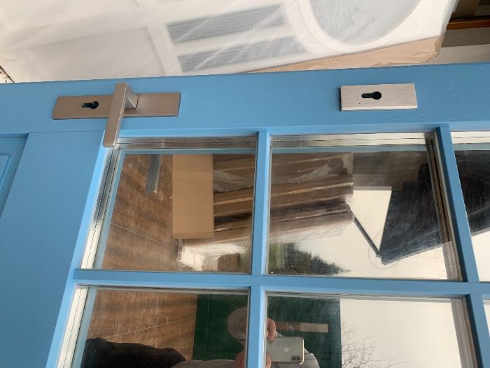 Drzwi Zewnętrzne Drewniane Angielskie  niebieskie 9 czyste powietrze