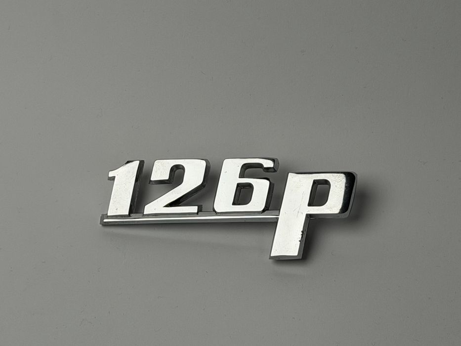 Fiat 126p emblemat oryginał metalowy chrom