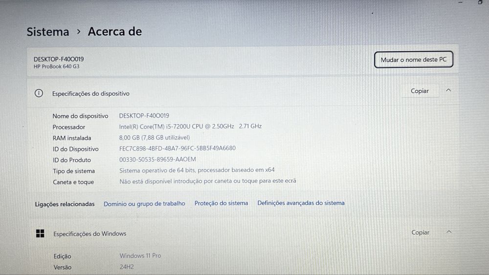 Portátil HP ProBook 640 I5/8Gb Ram/SSD 256Gb/Full HD
