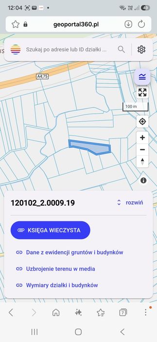 Działka rolna 75 arów Damienice
