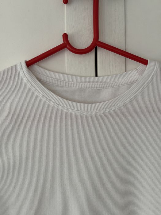 Biały longsleeve damski L prążkowany elastryczny M&S