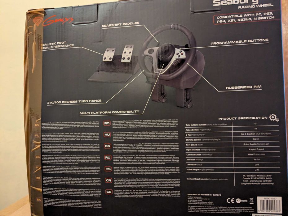 Volante e pedais para PC e consola genesis seaborg 400