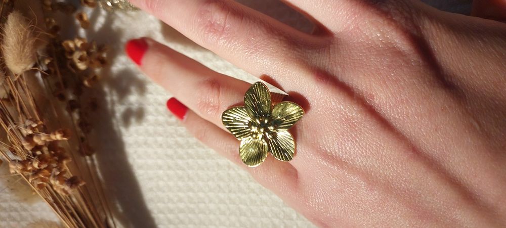 Anel aço inoxidável dourado